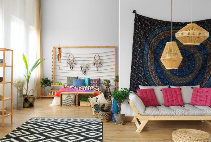 salon w stylu boho